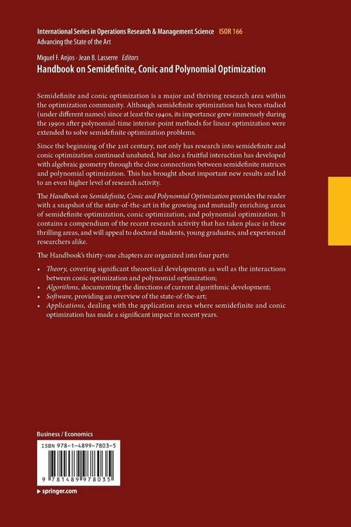 Produktbild: Handbook on Semidefinite, Conic and Polynomial Optimization