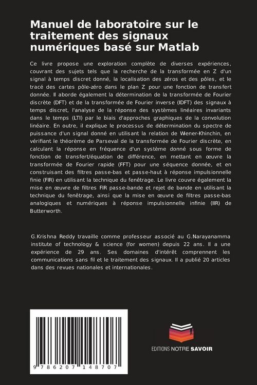 Produktbild: Manuel de laboratoire sur le traitement des signaux num&eacute;riques bas&eacute; sur Matlab