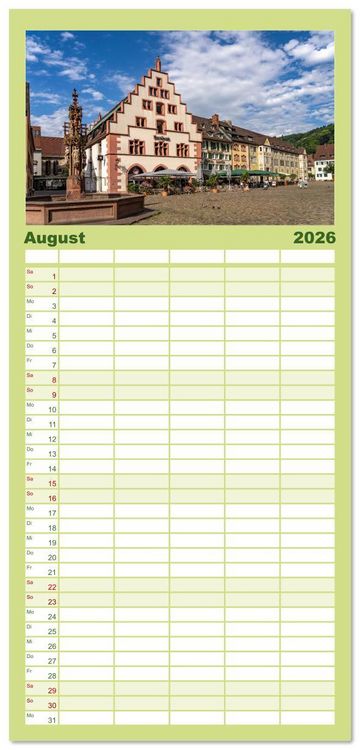 Produktbild: Familienplaner 2026 - Deutschlands sch&ouml;nste Altst&auml;dte - Baden-W&uuml;rttemberg mit 5 Spalten (Wandkalender, 21 x 45 cm) CALVENDO