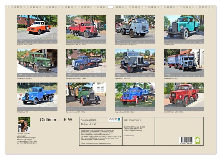 Produktbild: Oldtimer - L K W (Wandkalender 2026 DIN A2 quer), CALVENDO Monatskalender