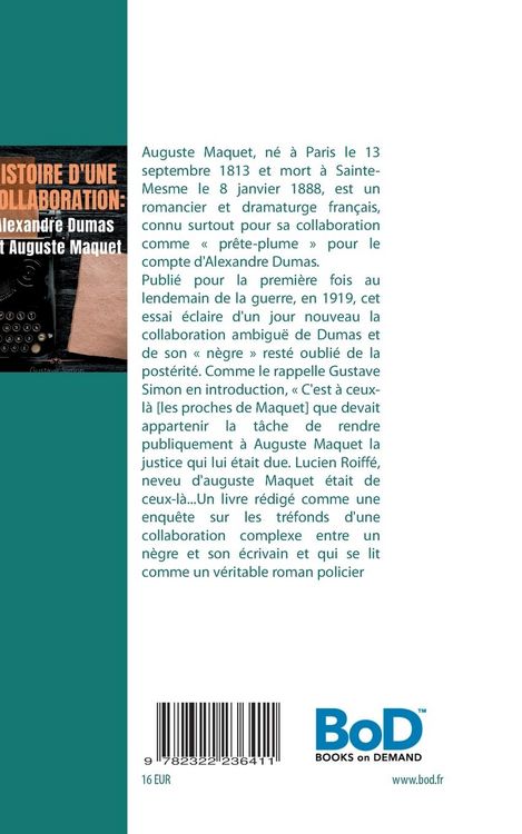 Produktbild: Histoire d'une collaboration : Alexandre Dumas et Auguste Maquet