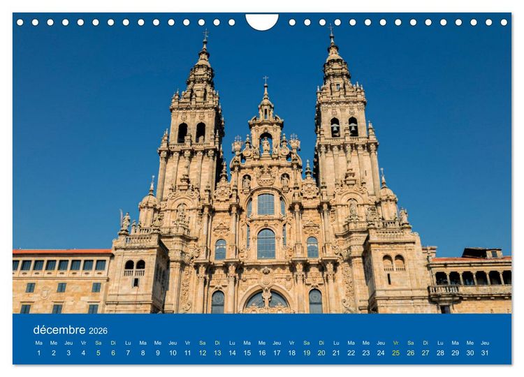 Produktbild: Lieux de culte vers Compostelle (Calendrier mural 2026 DIN A4 vertical), CALVENDO calendrier mensuel