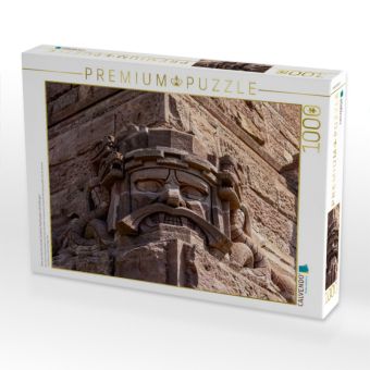 Produktbild: CALVENDO Puzzle Eine von vier knurrende Sandstein Kopfmasken mit Schlangen | 1000 Teile Lege-Gr&ouml;&szlig;e 64x48cm Foto-Puzzle f&uuml;r gl&uuml;ckliche Stunden