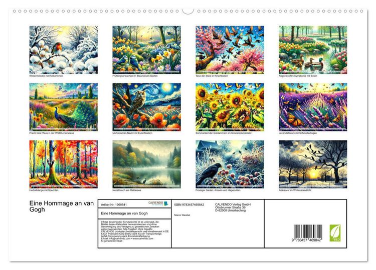 Produktbild: Eine Hommage an van Gogh (hochwertiger Premium Wandkalender 2026 DIN A2 quer), Kunstdruck in Hochglanz