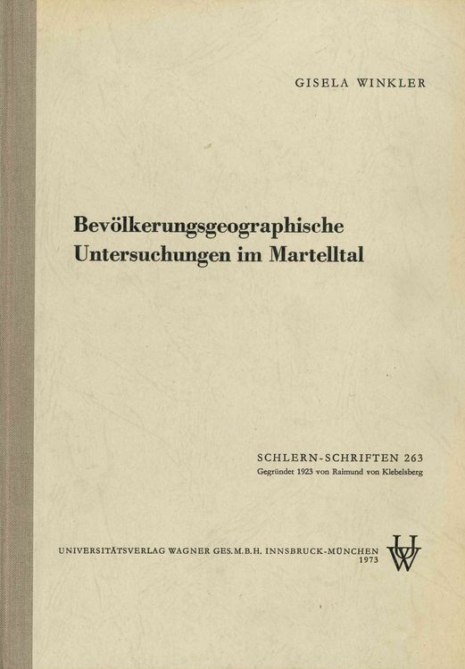 Produktbild: Bev&ouml;lkerungsgeographische Untersuchungen im Martelltal