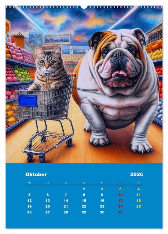 Produktbild: Abenteuer mit Micki und Bullig! (Wandkalender 2026 DIN A2 hoch), CALVENDO Monatskalender