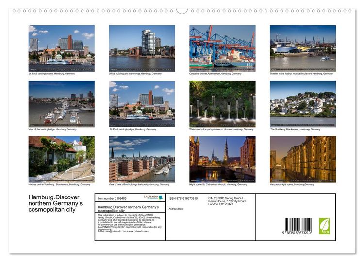 Produktbild: Hamburg.Discover northern Germany&rsquo;s cosmopolitan city (High Quality Premium Wall Calendar 2026 DIN A2 landscape),CALVENDO 12 Month Wall Calendar