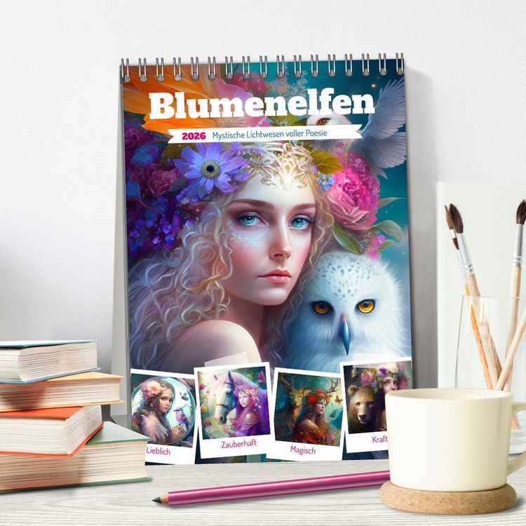 Produktbild: Blumenelfen. Mystische Lichtwesen voller Poesie (Tischkalender 2026 DIN A5 hoch), CALVENDO Monatskalender