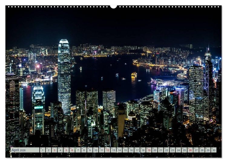 Produktbild: HONGKONG Skyline und Stadtleben (hochwertiger Premium Wandkalender 2026 DIN A2 quer), Kunstdruck in Hochglanz