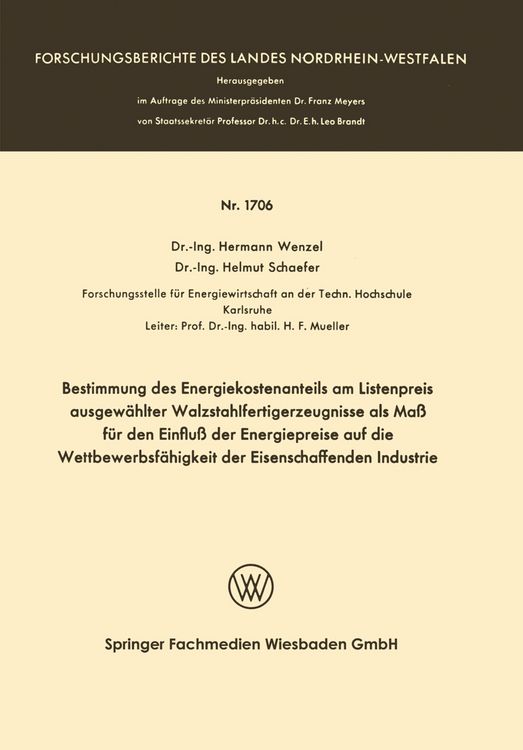 Produktbild: Bestimmung des Energiekostenanteils am Listenpreis ausgew&auml;hlter Walzstahlfertigerzeugnisse als Ma&szlig; f&uuml;r den Einflu&szlig; der Energiepreise auf die Wettbewer