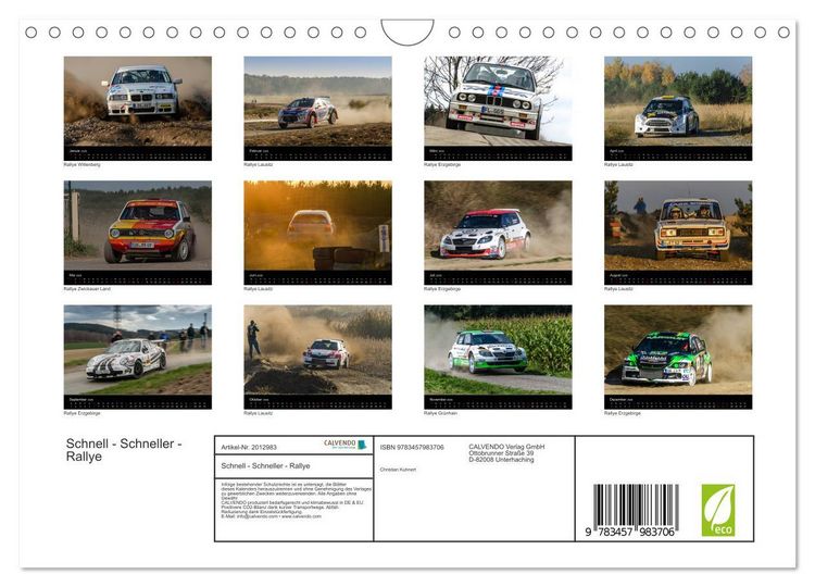 Produktbild: Schnell - Schneller - Rallye (Wandkalender 2026 DIN A4 quer), CALVENDO Monatskalender