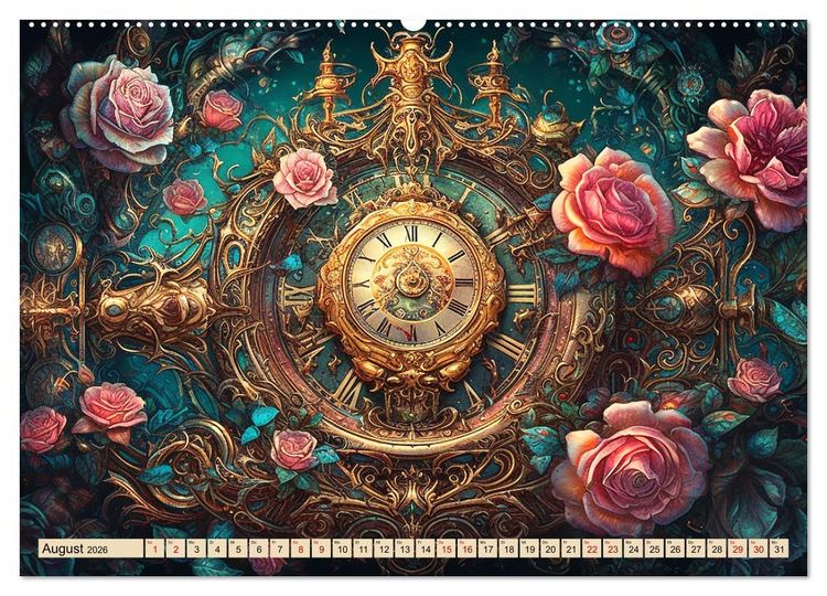 Produktbild: Floraler Steampunk (hochwertiger Premium Wandkalender 2026 DIN A2 quer), Kunstdruck in Hochglanz