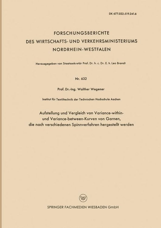 Produktbild: Aufstellung und Vergleich von Variance-within- und Variance-between-Kurven von Garnen, die nach verschiedenen Spinnverfahren hergestellt werden