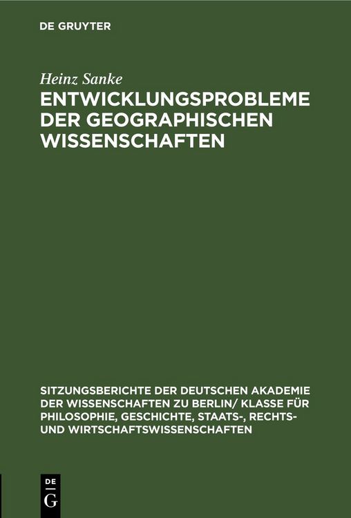Produktbild: Entwicklungsprobleme der geographischen Wissenschaften