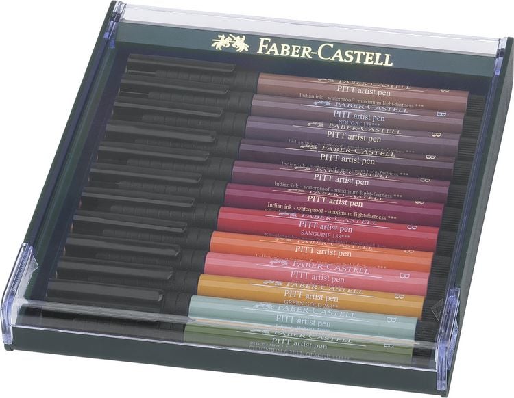 Produktbild: Faber-Castell Tuschestifte Pitt Artist Pens, 12er Set, Erdfarben