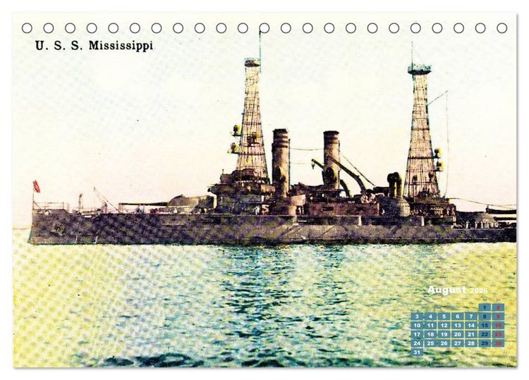 Produktbild: Fregatten, Kreuzer, Panzerschiffe &ndash; historische Karten von Kriegsschiffen (Tischkalender 2026 DIN A5 quer), CALVENDO Monatskalender