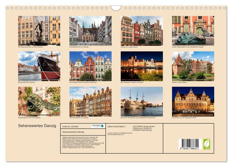 Produktbild: Sehenswertes Danzig (Wandkalender 2026 DIN A3 quer), CALVENDO Monatskalender