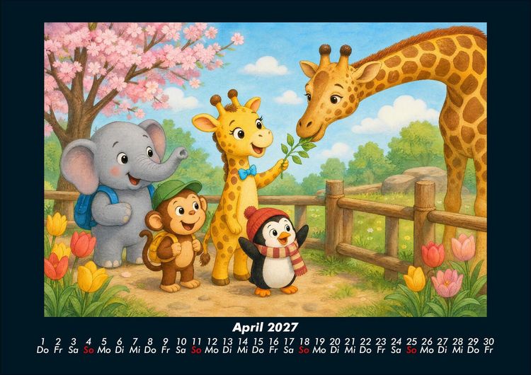 Produktbild: Ein Jahr im Zoo mit Raffi und Freunden 2027 Fotokalender DIN A4