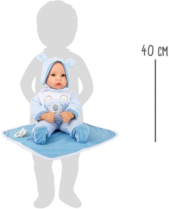 Produktbild: Small foot 11238 - Puppe Lukas mit weiß/blauem Zubehör, Weichkörper-Puppe, 40cm