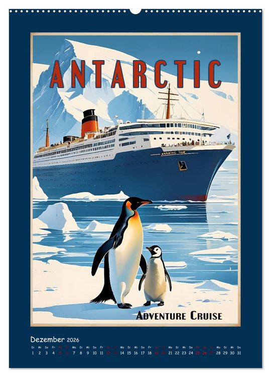 Produktbild: Vintage Schiffsplakate - nostalgische Kreuzfahrt um die Welt (hochwertiger Premium Wandkalender 2026 DIN A2 hoch), Kunstdruck in Hochglanz