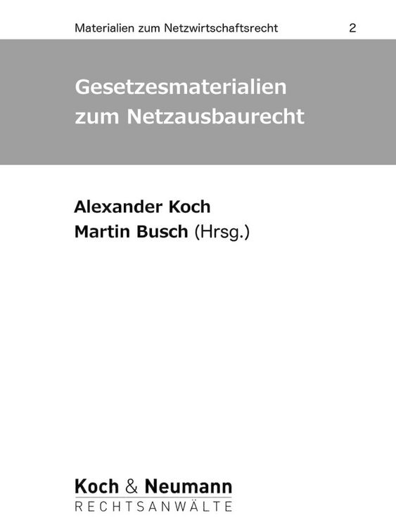 Produktbild: Gesetzesmaterialien zum Netzausbaurecht