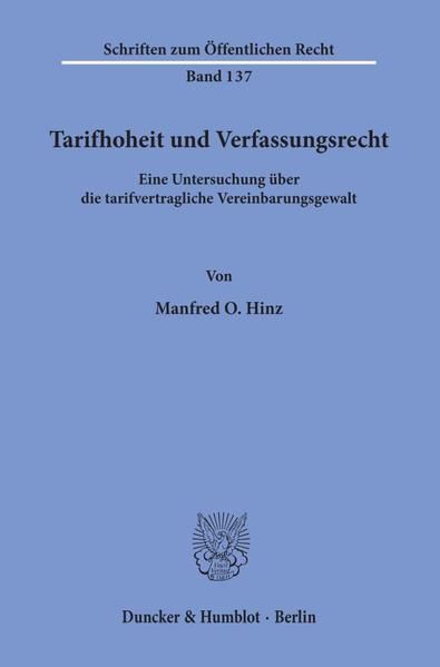 Produktbild: Tarifhoheit und Verfassungsrecht.