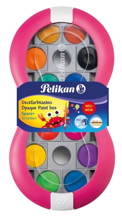 Produktbild: Pelikan Deckfarbkasten Space+ magenta, 12 Farben und 1 Tube Deckwei&szlig;