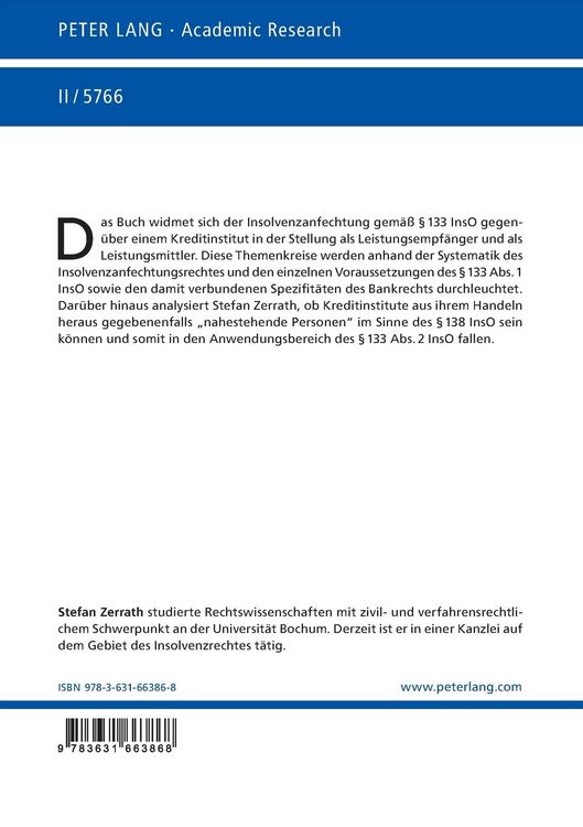 Produktbild: Die vors&auml;tzliche Benachteiligung gem&auml;&szlig; &sect; 133 InsO gegen&uuml;ber einem Kreditinstitut als Anfechtungsgegner