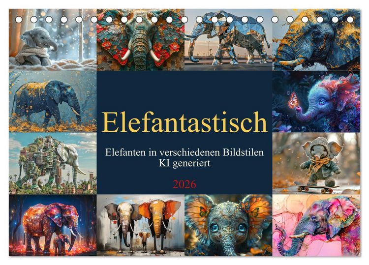 Produktbild: Elefantastisch (Tischkalender 2026 DIN A5 quer), CALVENDO Monatskalender