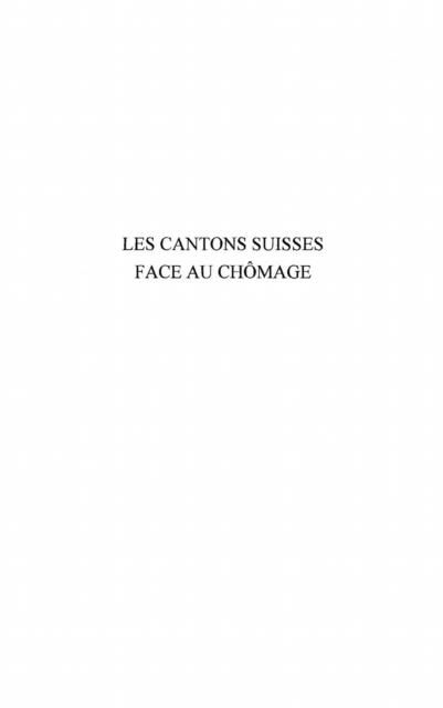 Produktbild: Cantons suisses face au chomage Les