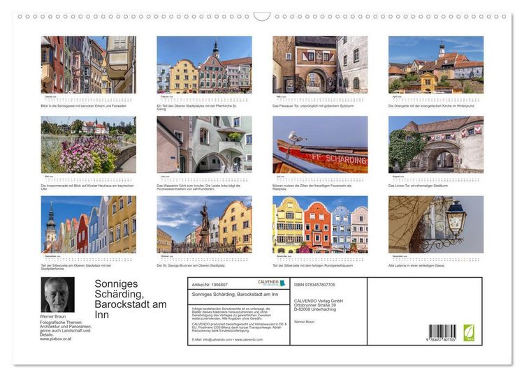 Produktbild: Sonniges Sch&auml;rding, Barockstadt am Inn (Wandkalender 2026 DIN A2 quer), CALVENDO Monatskalender