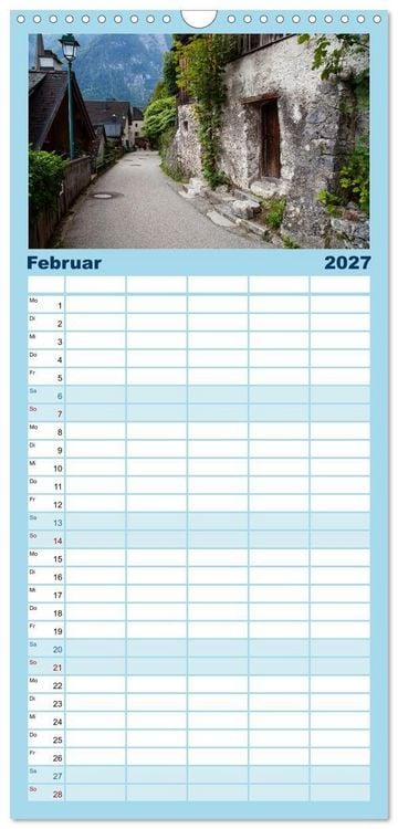 Produktbild: Familienplaner 2027 - Hallstatt und der Hallst&auml;tter See mit 5 Spalten (Wandkalender, 21 x 45 cm) CALVENDO