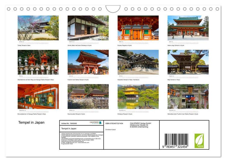 Produktbild: Tempel in Japan (Wandkalender 2026 DIN A4 quer), CALVENDO Monatskalender