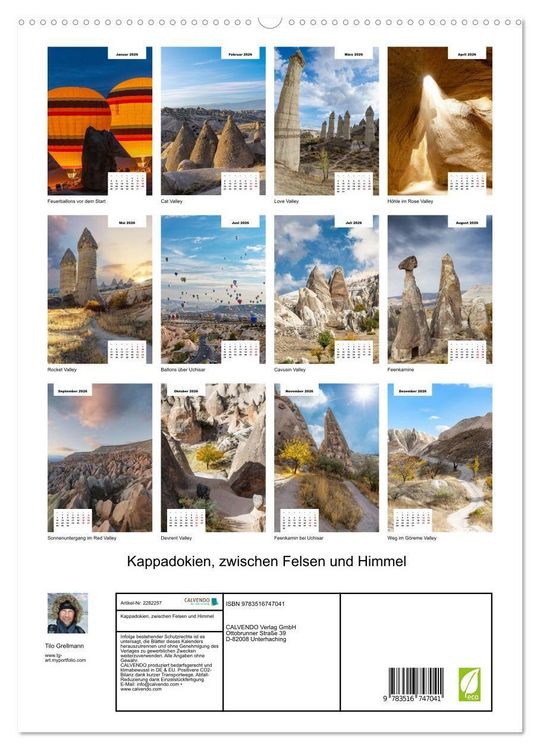 Produktbild: Kappadokien, zwischen Felsen und Himmel (hochwertiger Premium Wandkalender 2026 DIN A2 hoch), Kunstdruck in Hochglanz