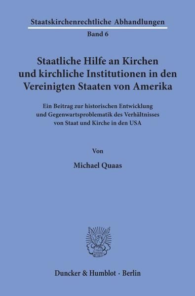 Produktbild: Staatliche Hilfe an Kirchen und kirchliche Institutionen in den Vereinigten Staaten von Amerika.