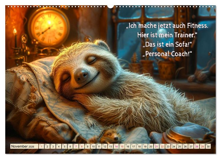 Produktbild: Faultier - Albtraum Sport (hochwertiger Premium Wandkalender 2026 DIN A2 quer), Kunstdruck in Hochglanz
