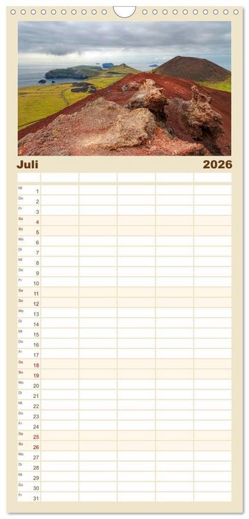 Produktbild: Familienplaner 2026 - Island - Land zwischen Feuer und Eis mit 5 Spalten (Wandkalender, 21 x 45 cm) CALVENDO