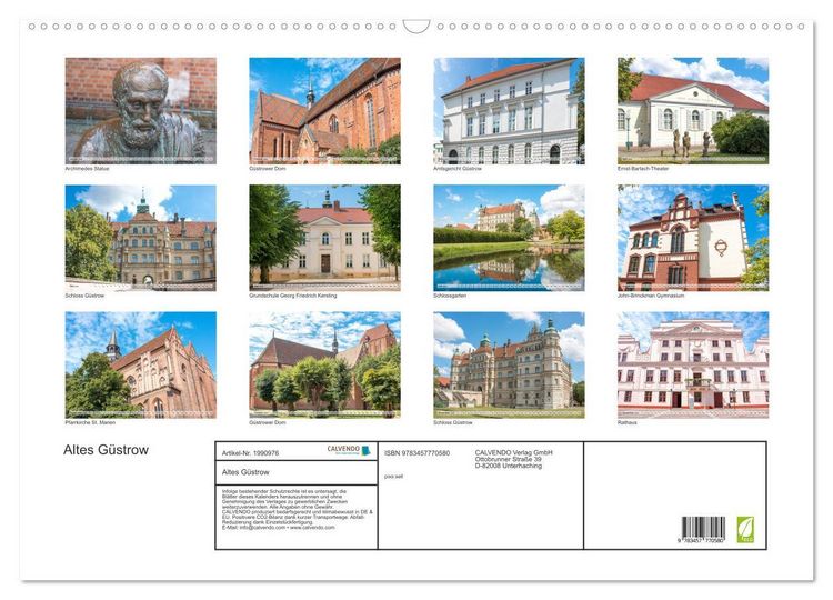 Produktbild: Altes G&uuml;strow (Wandkalender 2026 DIN A2 quer), CALVENDO Monatskalender