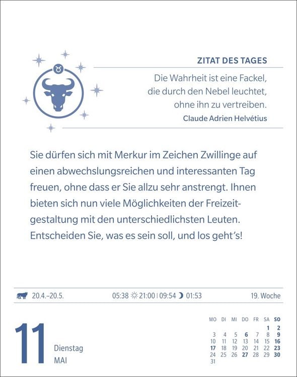 Produktbild: Stier Sternzeichenkalender 2027 - Tagesabrei&szlig;kalender - Ihr Horoskop f&uuml;r jeden Tag