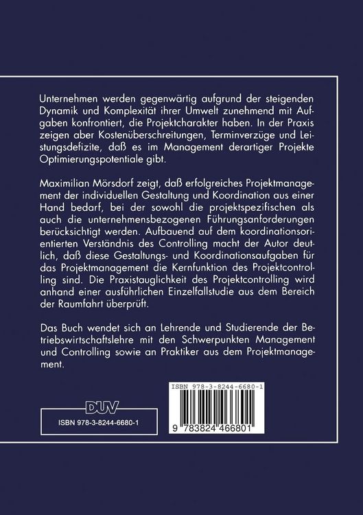 Produktbild: Konzeption und Aufgaben des Projektcontrolling