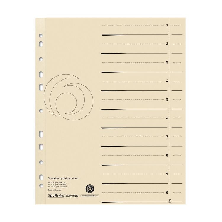 Produktbild: Herlitz Trennblatt A4 chamois 10er Set