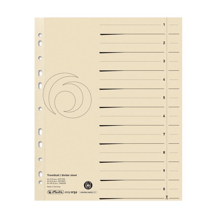 Produktbild: Herlitz Trennblatt A4 chamois 50er Set