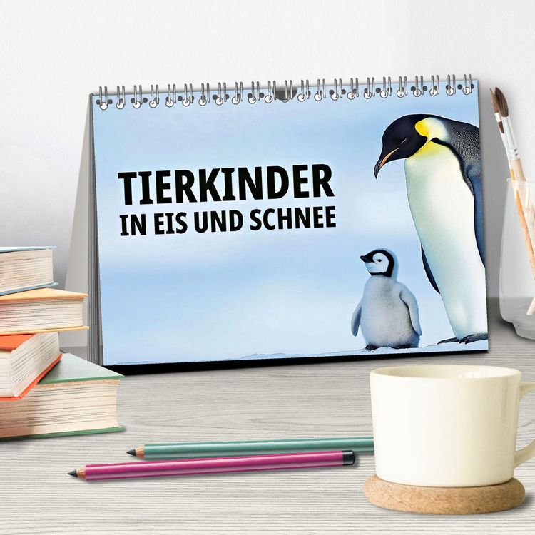 Produktbild: Tierkinder in Eis und Schnee (Tischkalender 2026 DIN A5 quer), CALVENDO Monatskalender