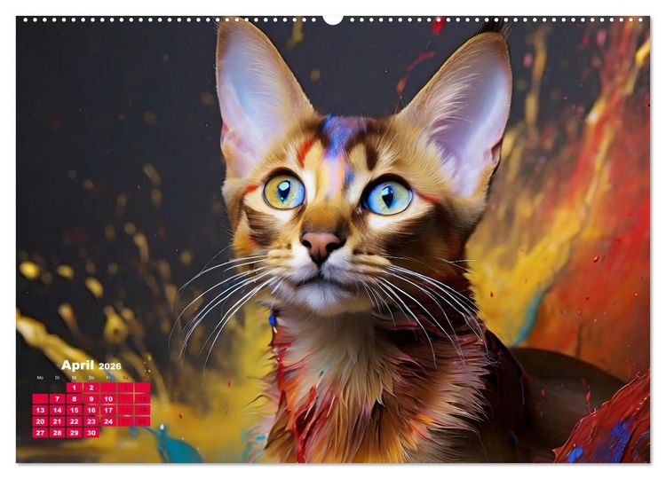 Produktbild: Splash - Katzen im Farbrausch (hochwertiger Premium Wandkalender 2026 DIN A2 quer), Kunstdruck in Hochglanz