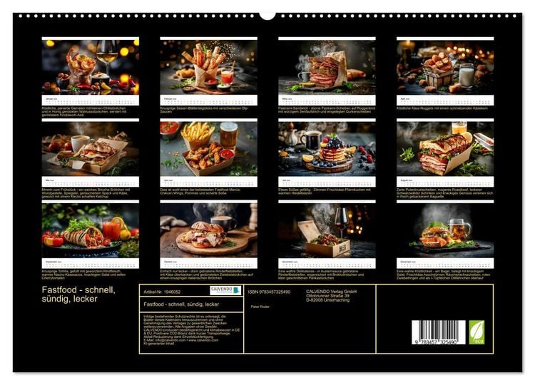 Produktbild: Fastfood - schnell, s&uuml;ndig, lecker (hochwertiger Premium Wandkalender 2026 DIN A2 quer), Kunstdruck in Hochglanz