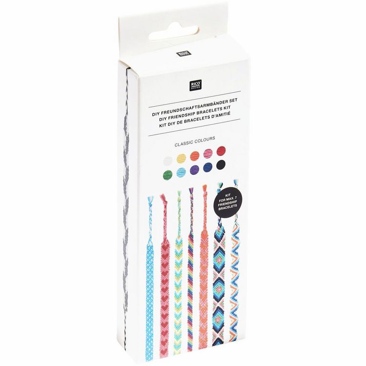 Produktbild: DIY Freundschaftsarmb&auml;nder Set, Classic Colours, 10 x 8 m Stickgarn in 10 verschiedenen Farben, 100 % Baumwolle