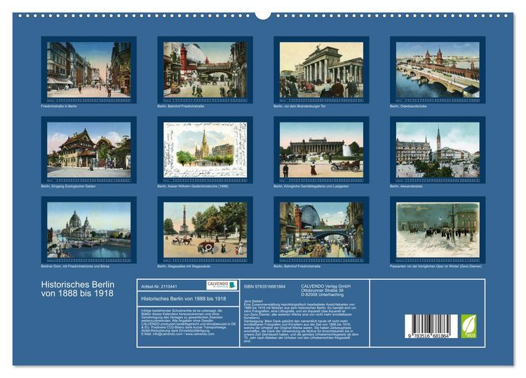 Produktbild: Historisches Berlin von 1888 bis 1918 (hochwertiger Premium Wandkalender 2026 DIN A2 quer), Kunstdruck in Hochglanz
