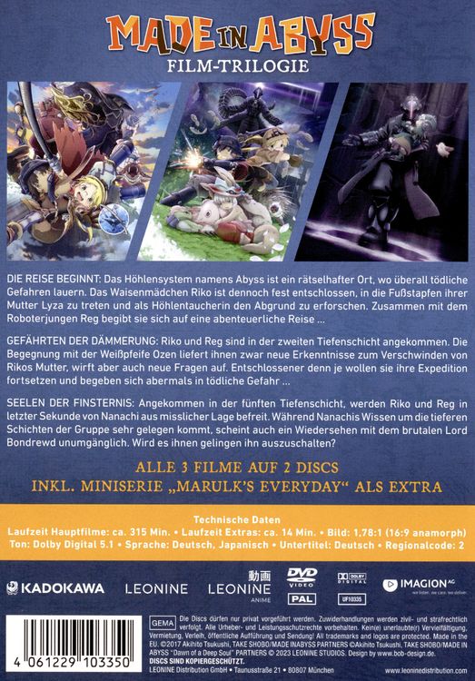 Produktbild: Made in Abyss - Die Film-Trilogie - Standard Edition [2 DVDs]
