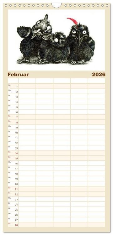 Produktbild: Familienplaner 2026 - owls & friends 2026 mit 5 Spalten (Wandkalender, 21 x 45 cm) CALVENDO