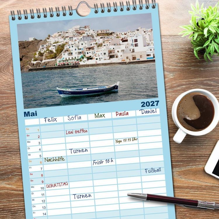Produktbild: Familienplaner 2027 - Fuerteventura mit 5 Spalten (Wandkalender, 21 x 45 cm) CALVENDO